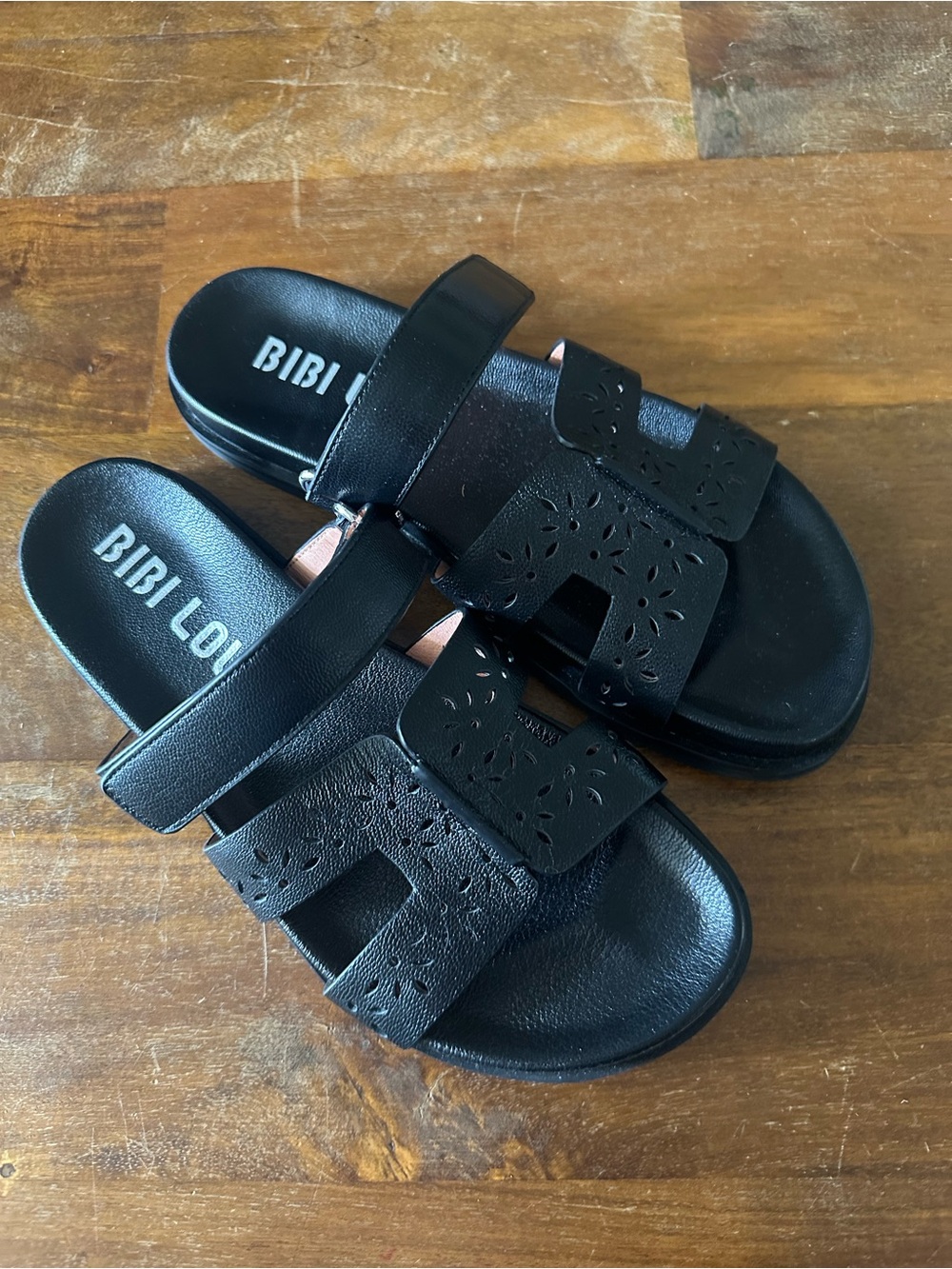 Anthropologie BiBi Lou black laser cut sandals size 39